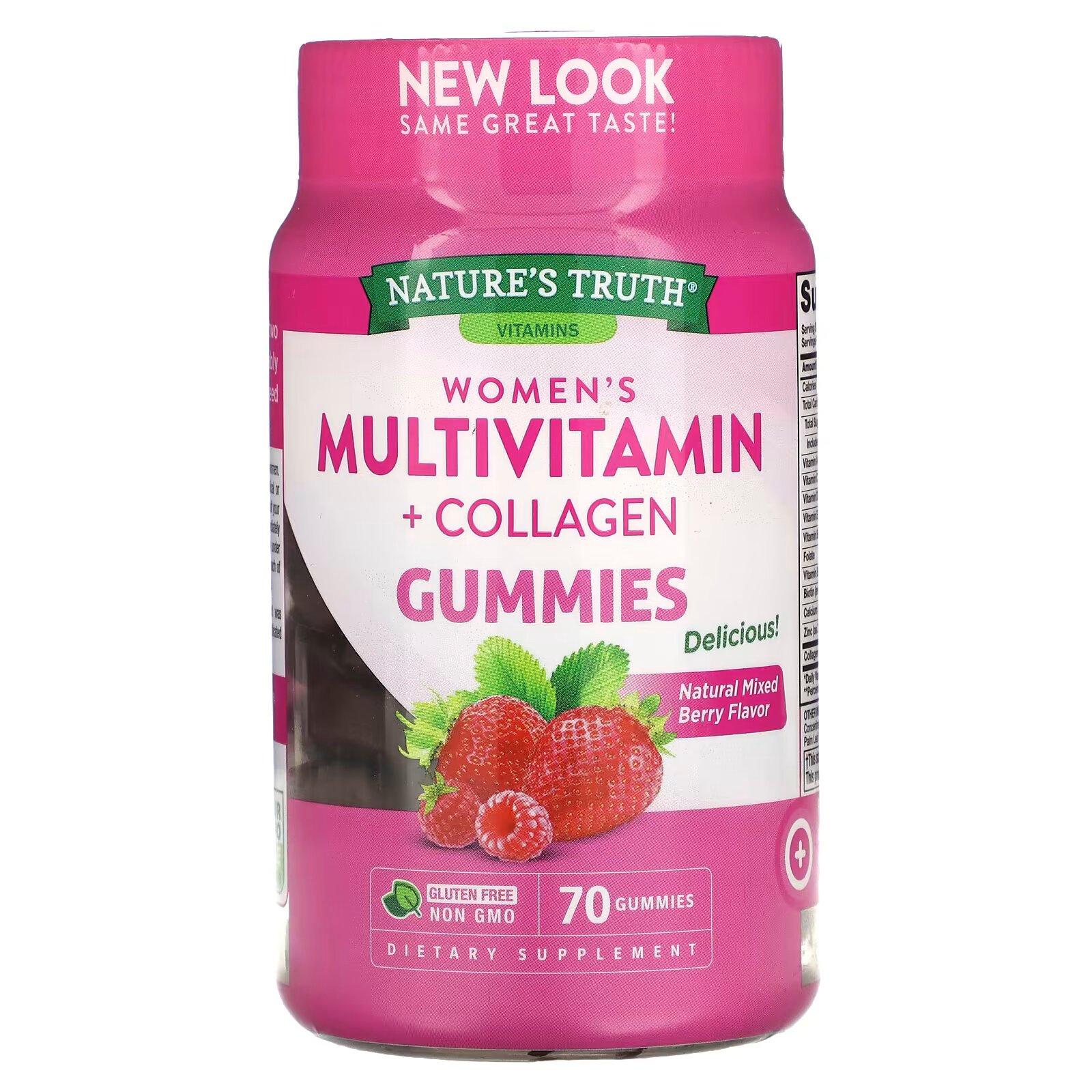 Nature's Truth, Multivitmain + Collagen для женщин, натуральная ягодная смесь, 70 жевательных таблеток - фото