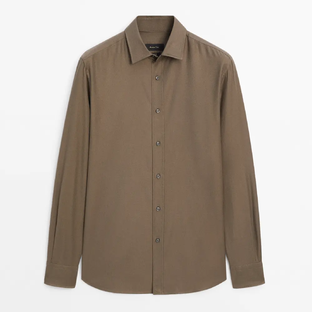 

Рубашка Massimo Dutti Slim-fit Soft Touch Twill, серо-коричневый