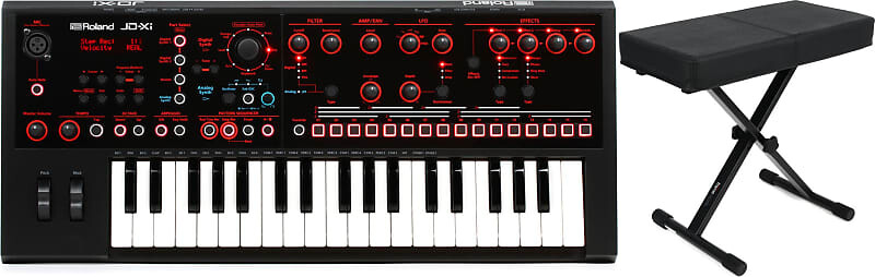 

Аналоговый/цифровой синтезатор Roland JD-Xi с комплектом вокодера и Gator Frameworks GFW-KEY-BNCH-1 Standard Black Keyboard Bench Roland + Gator Frameworks JD-XI=1 GFW-KEY-BNCH-1=1