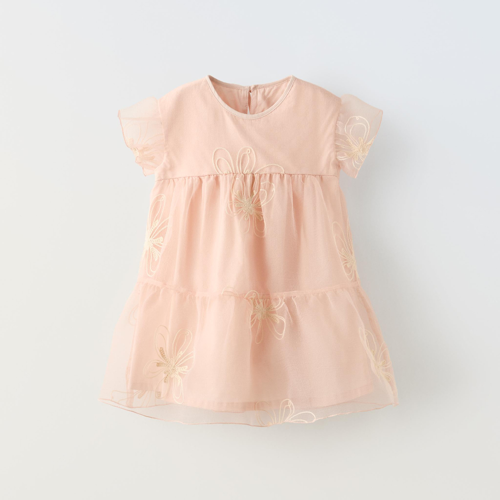 Платье Zara Floral Tulle, розовый платье zara kids tulle with rhinestones бежево розовый