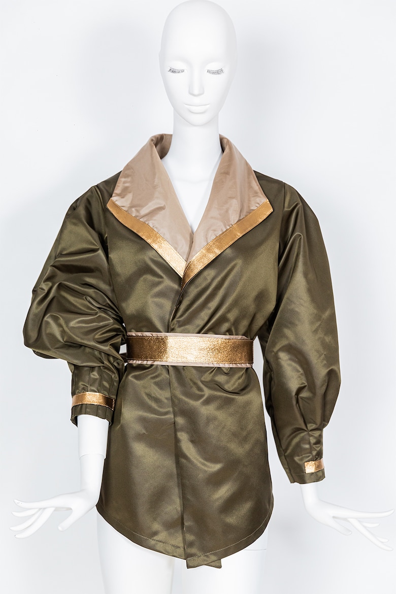 Кожаный пиджак A&S Negulescu, хаки ремень a valentino размер s зеленый хаки