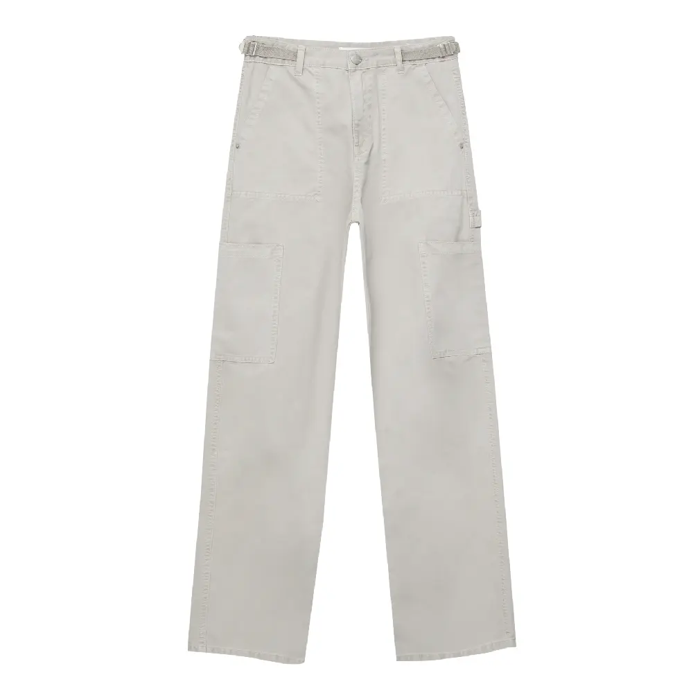 

Брюки Pull&Bear High-waist Carpenter, светло-серый