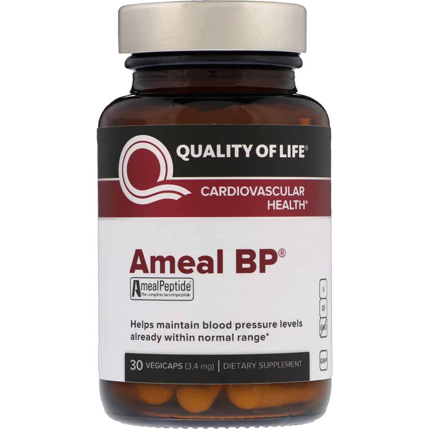 

Пищевая Добавка для Здоровья Сердечно - Сосудистой Системы Quality of Life Labs Ameal BP, 30 капсул