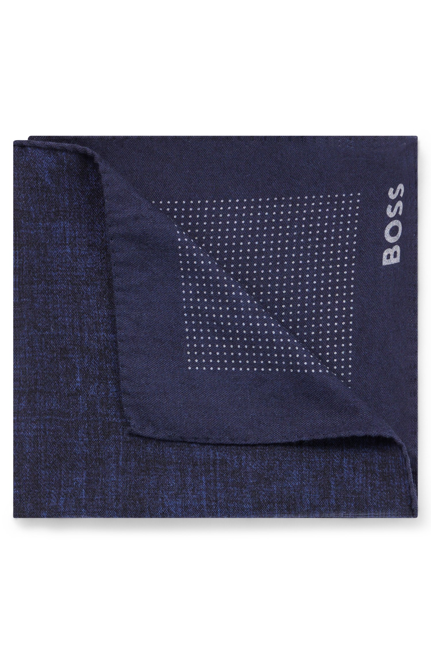 цена Платок Hugo Boss Printed Pocket Square In Cotton And Wool, темно-синий