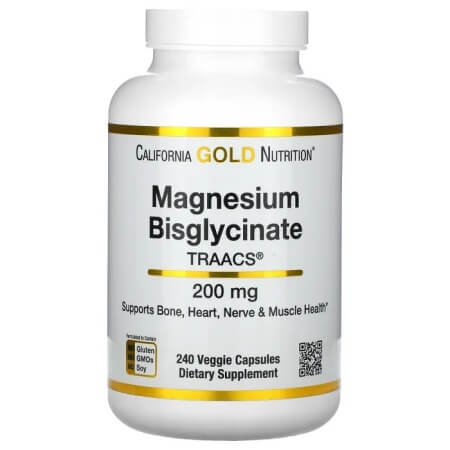 Биглицинат магния, California Gold Nutrition, 240 растительных капсул