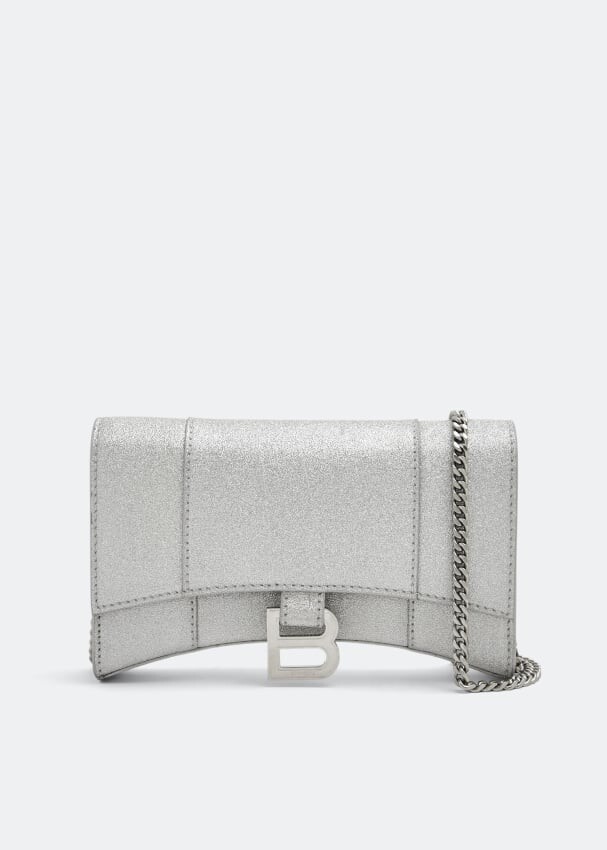 

Кошелек BALENCIAGA Hourglass XS chain wallet, серебряный