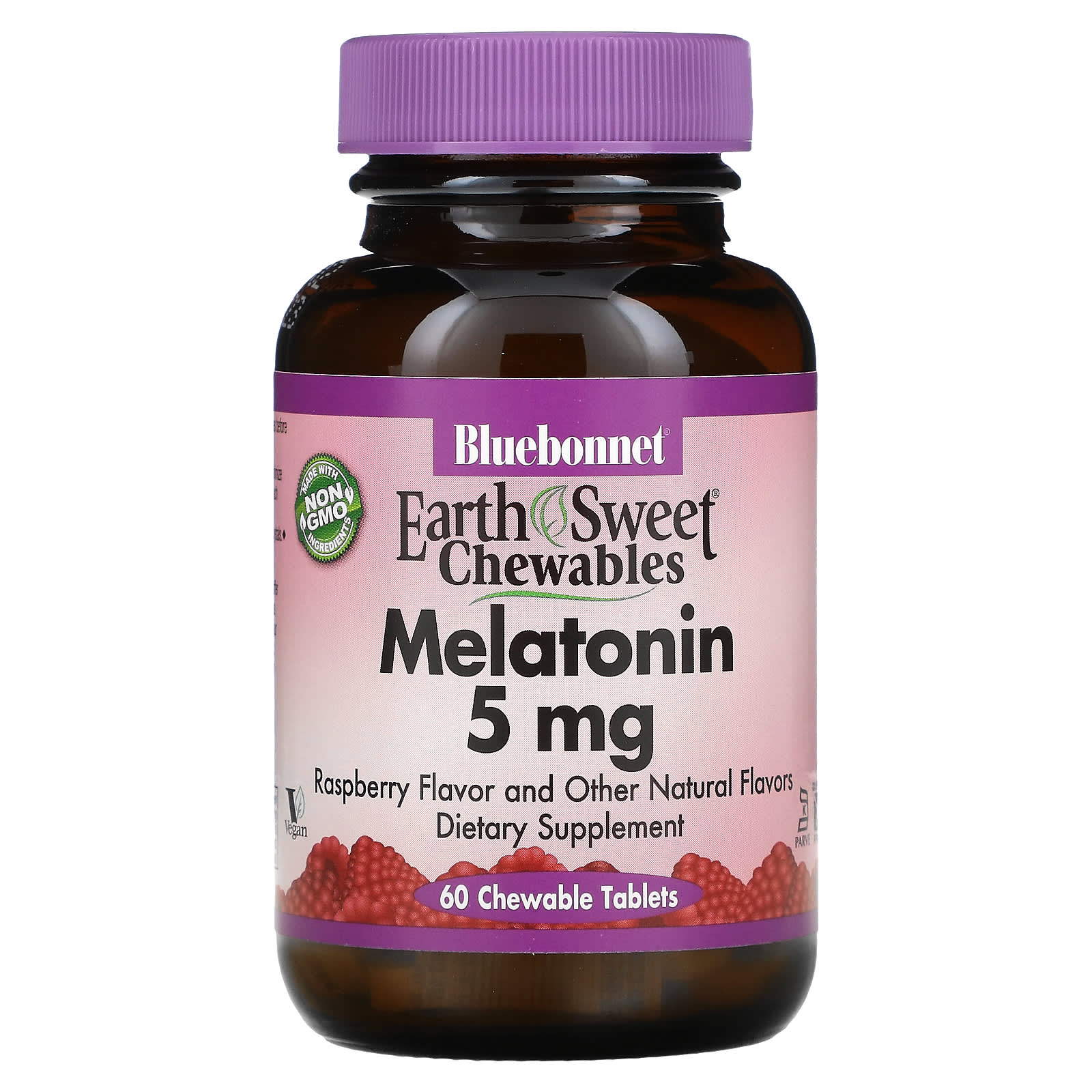 Мелатонин Bluebonnet Nutrition, малина, 60 жевательных таблеток мультивитамин rainforest animalz 180 жевательных таблеток в форме животных bluebonnet nutrition