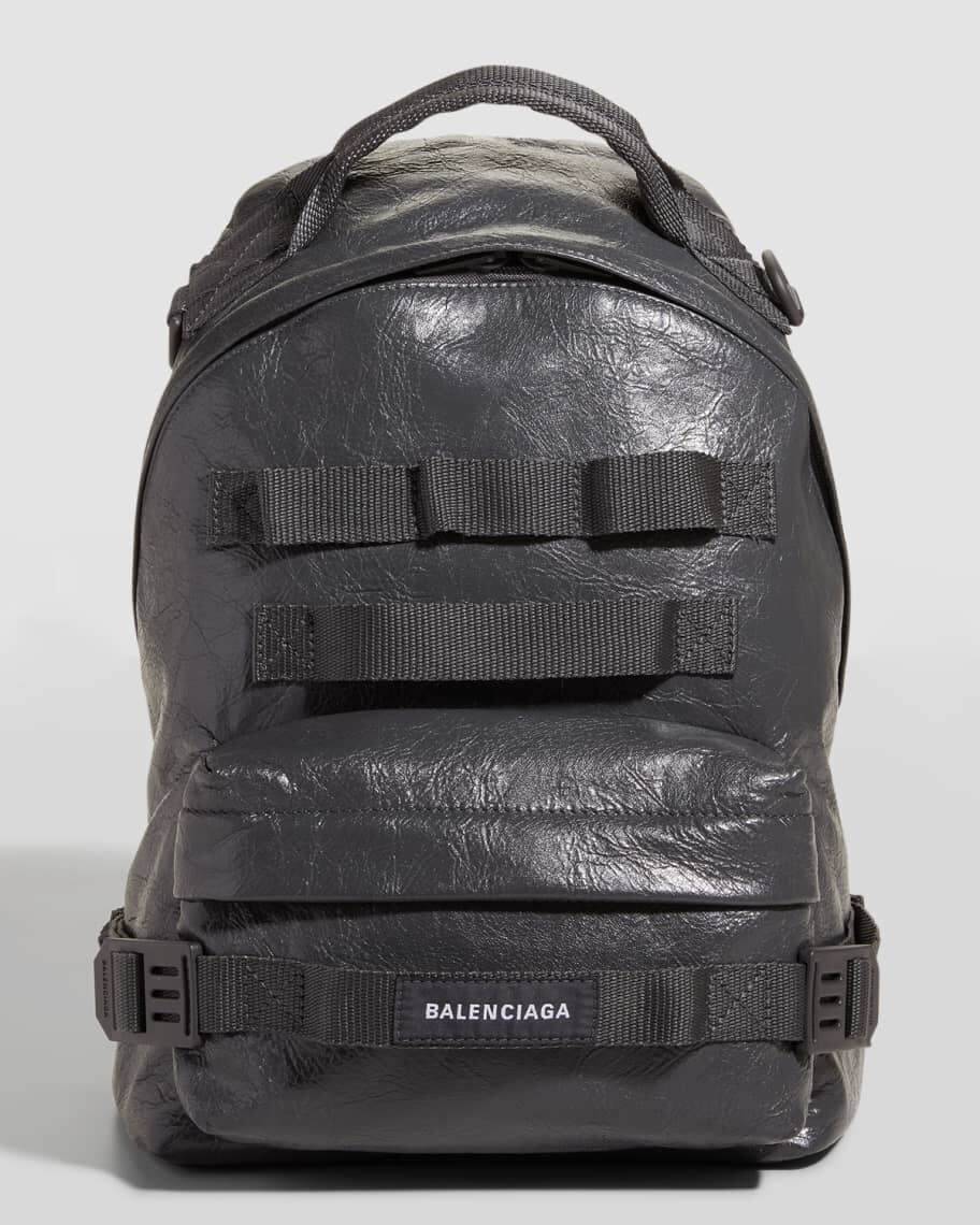 

Мужской армейский кожаный рюкзак с несколькими ремешками Balenciaga