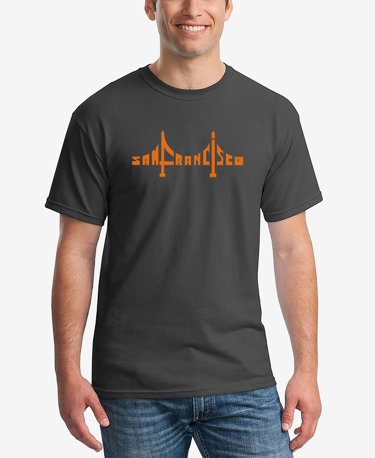 архитектура lego сан франциско Мужская футболка с коротким рукавом и надписью мост сан-франциско LA Pop Art, темно-серый