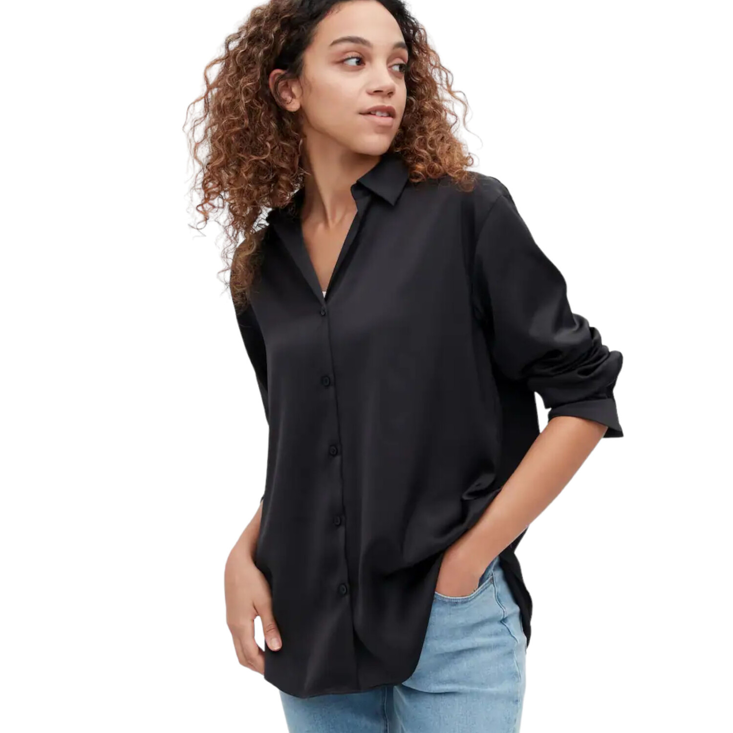 

Блуза Uniqlo Satin Long Sleeved, черный