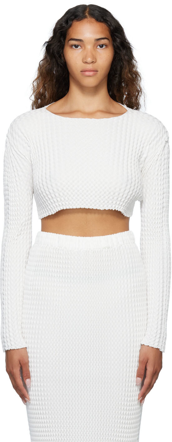 

Белая футболка с длинным рукавом из губчатой ​​ткани Issey Miyake