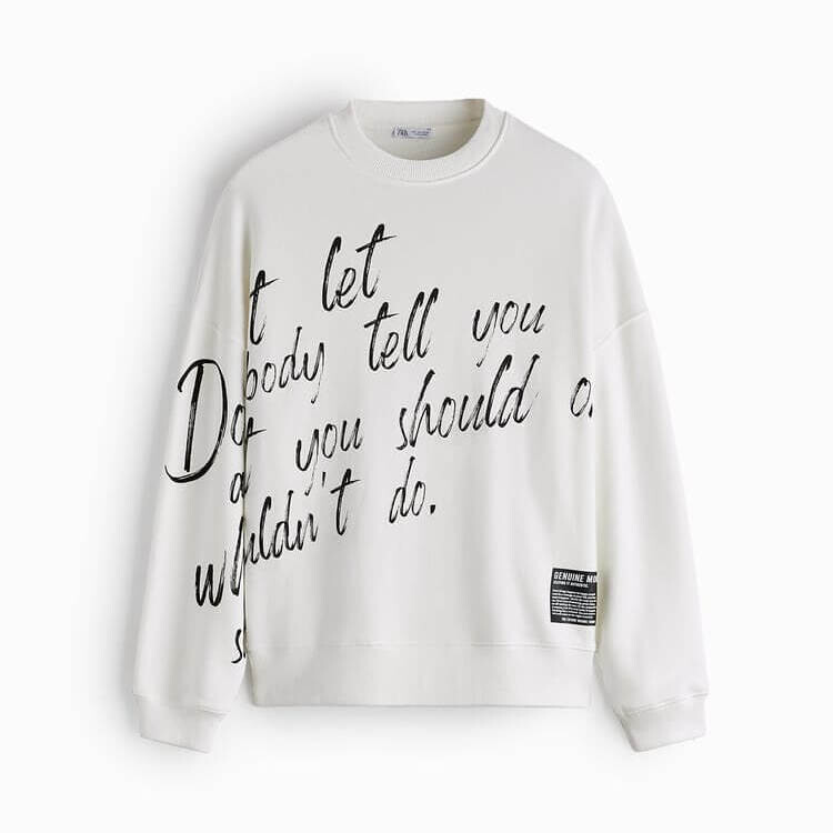 

Свитшот Zara Oversize With Slogan, белый
