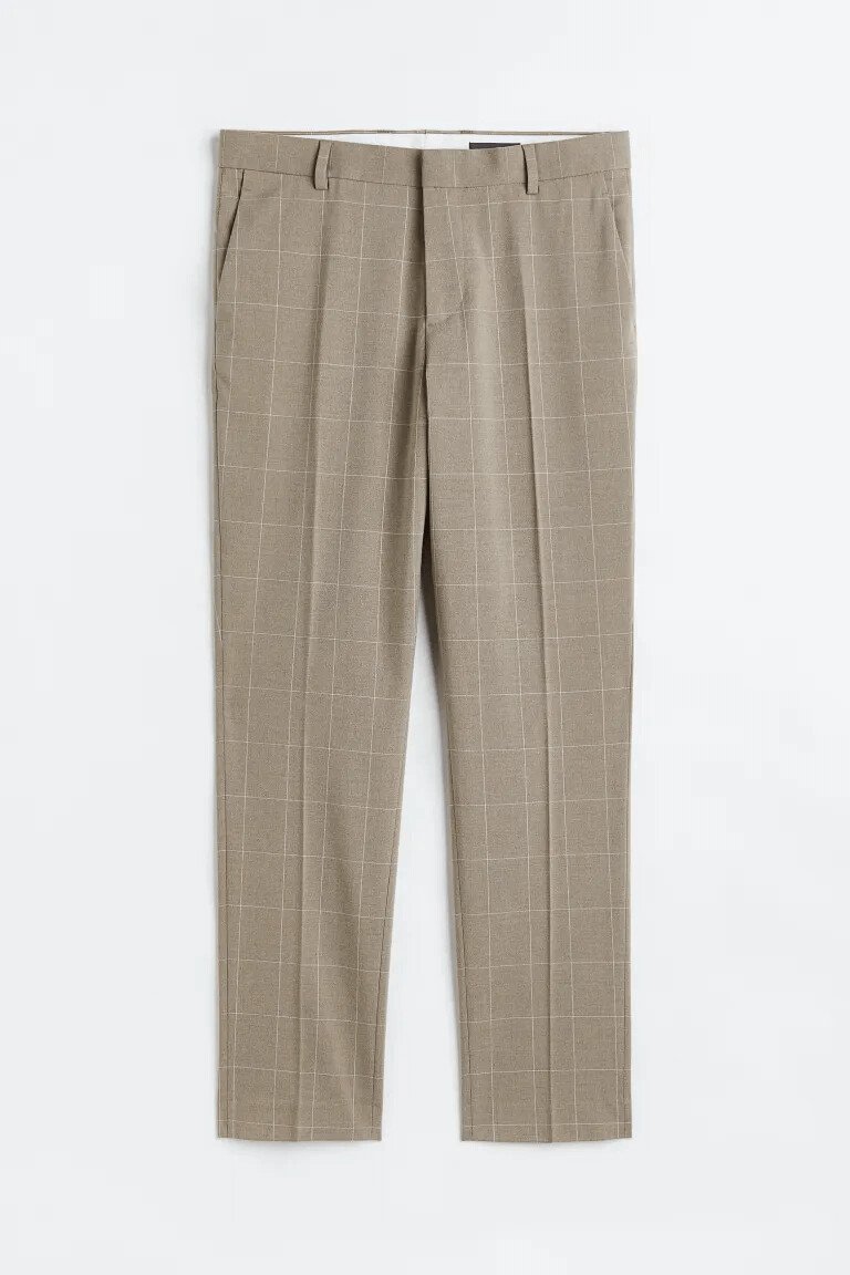 

Брюки узкого кроя H&M Сhecked Suit, бежевый