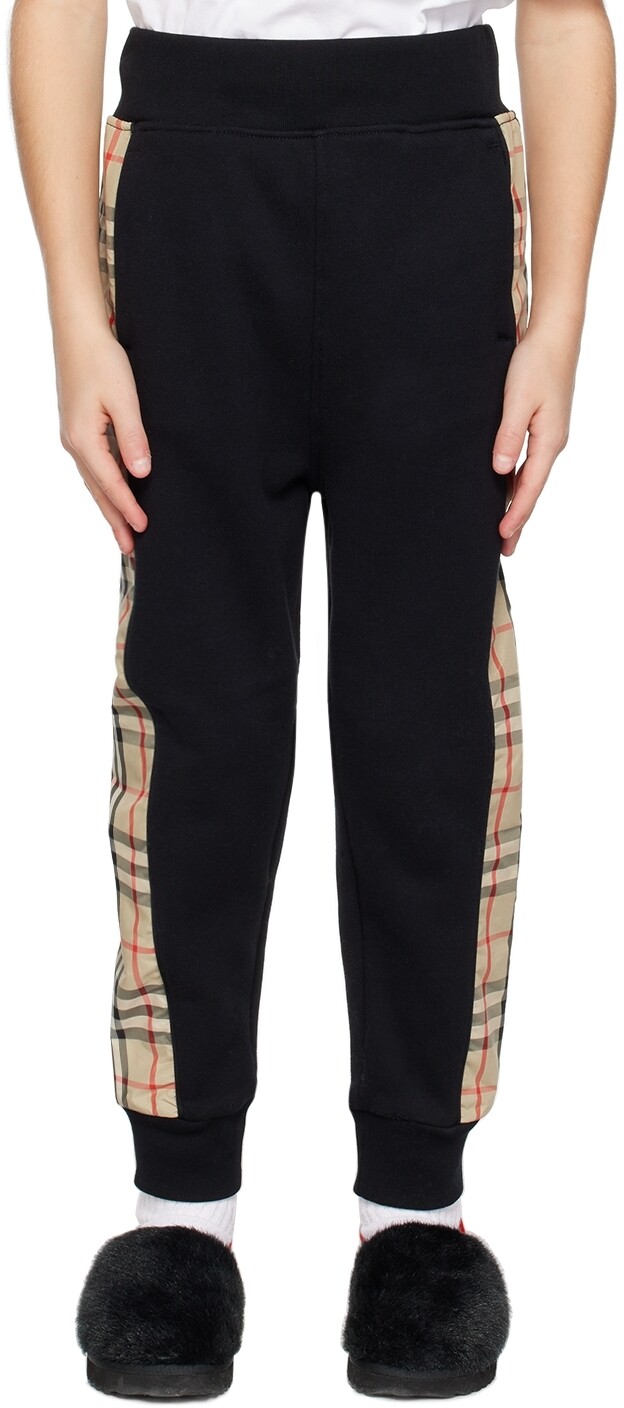 

Детские черные брюки для отдыха в клетку Vintage Check со вставками Burberry