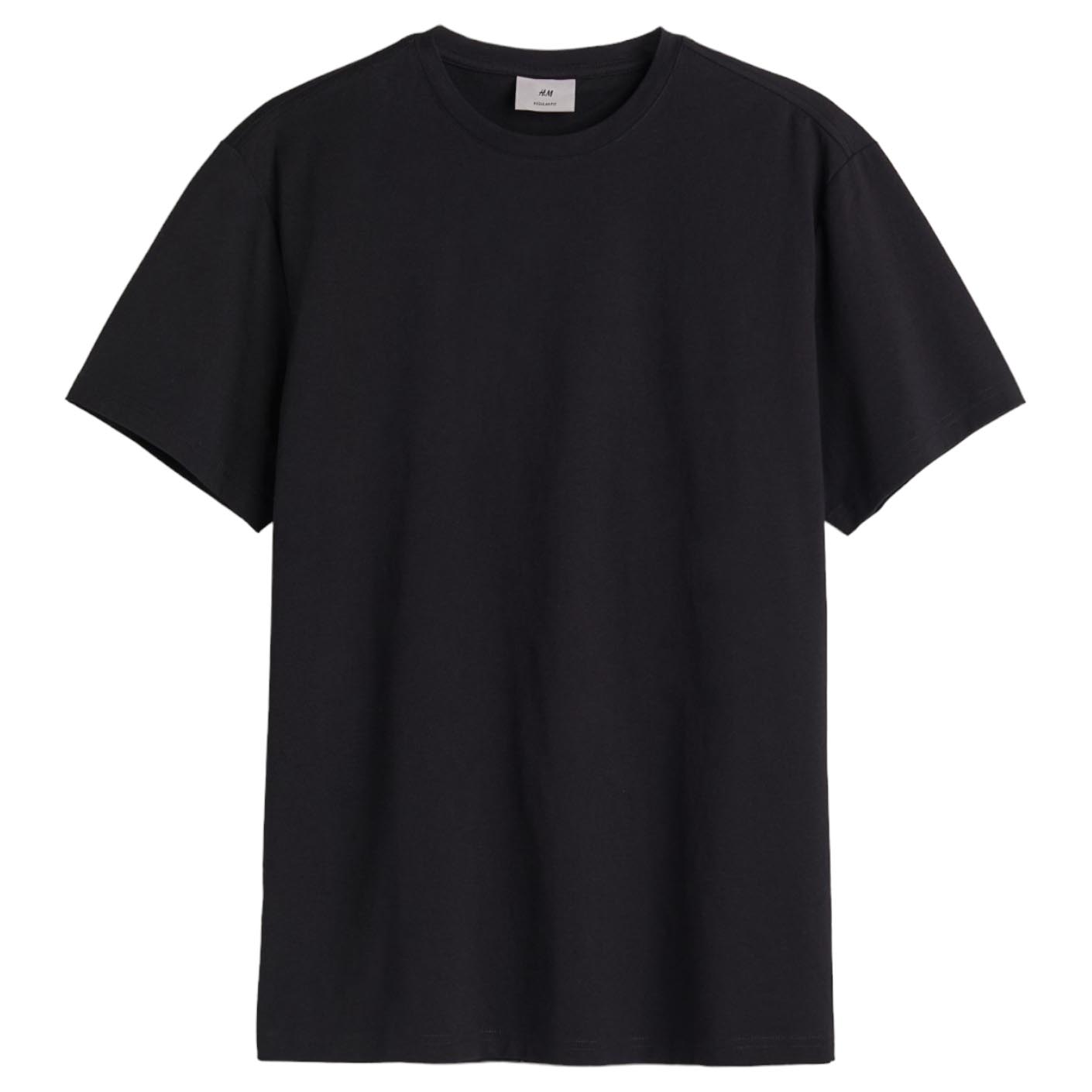 Футболка H&M Regular Fit Pima Cotton, черный футболка hugo pima cotton regular fit with contrast logo чёрный