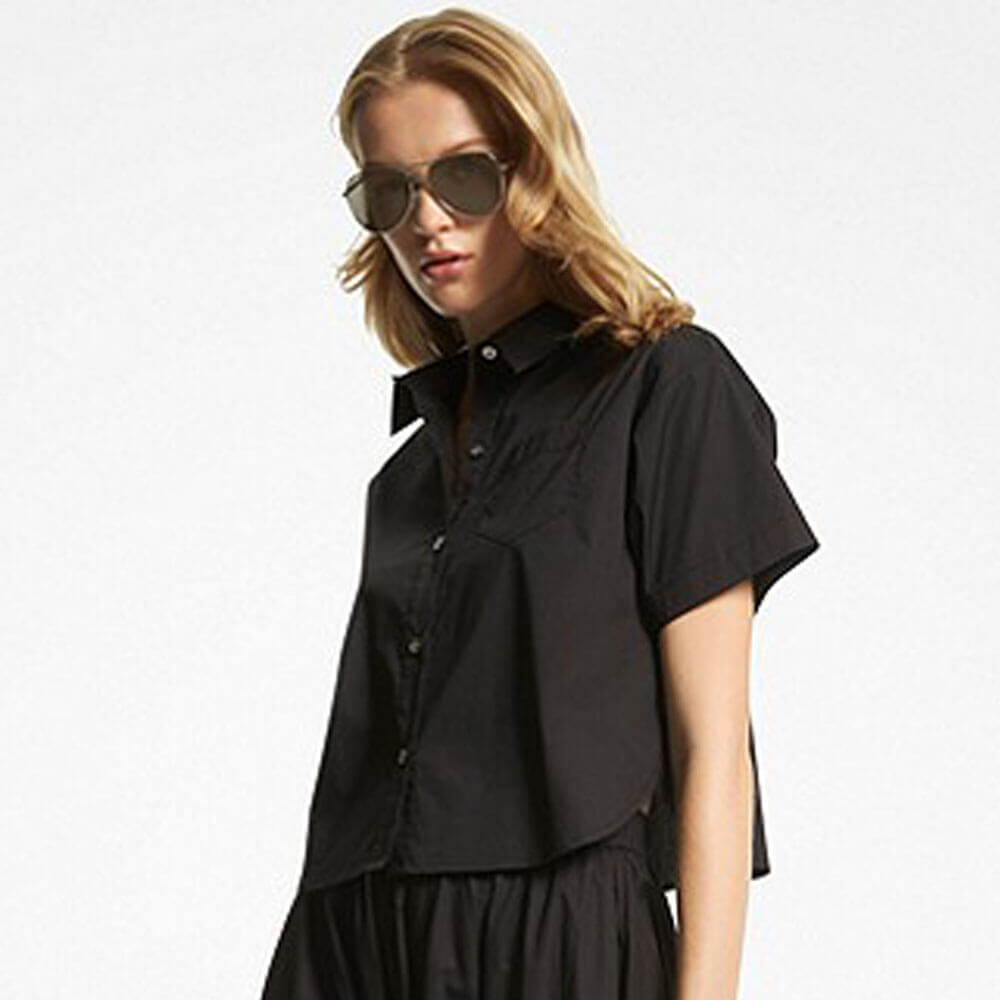 

Укороченная рубашка Michael Michael Kors Stretch Organic Cotton Poplin, черный