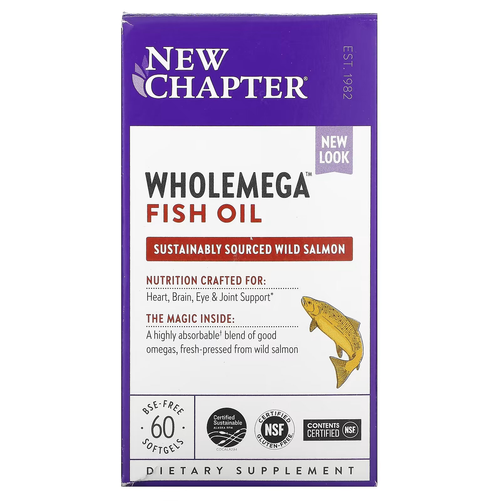 New Chapter, Рыбий жир Wholemega, 60 мягких таблеток new chapter wholemega рыбий жир для здоровья мам 90 мягких таблеток