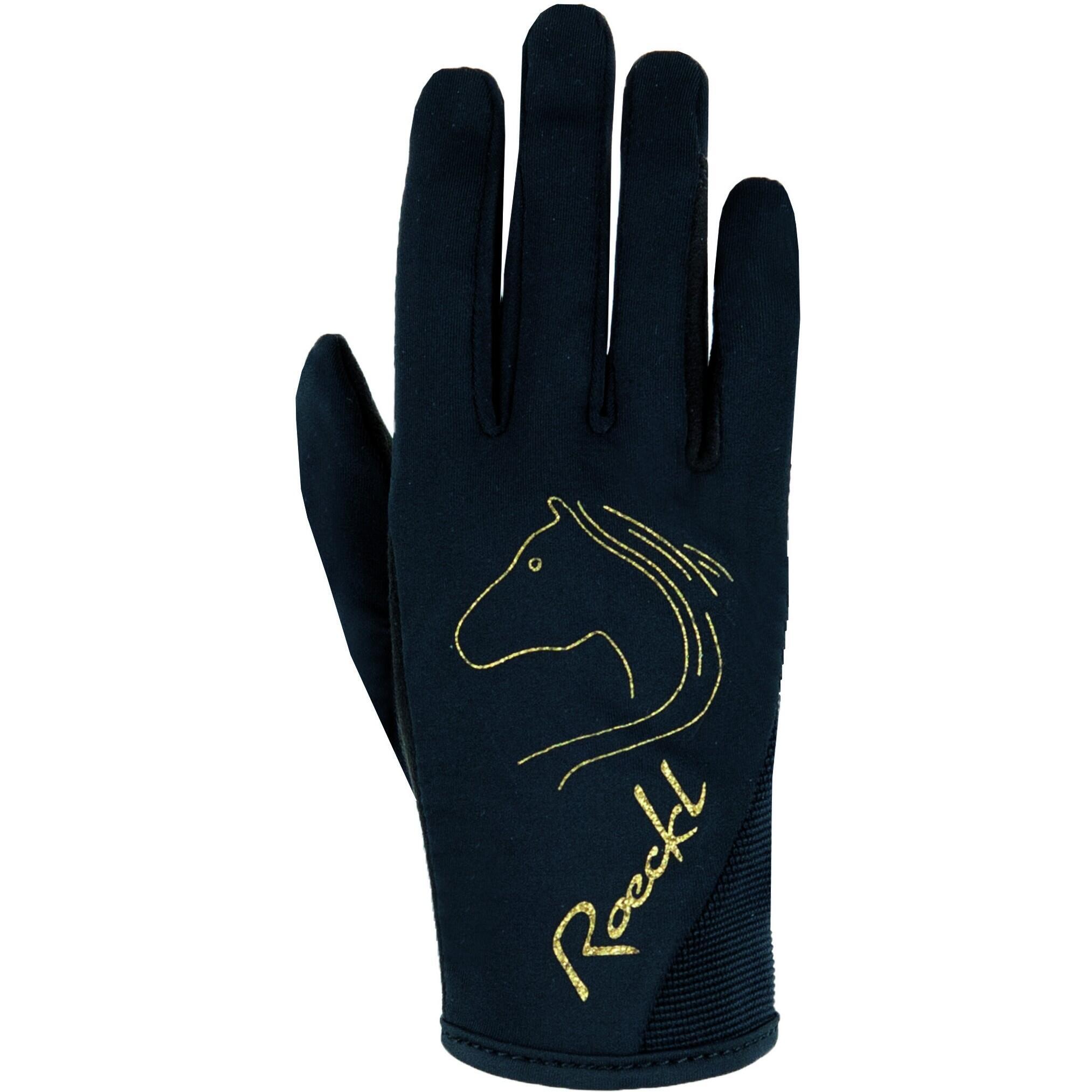 Перчатки Roeckl TRYON для верховой езды, черный / золотистый