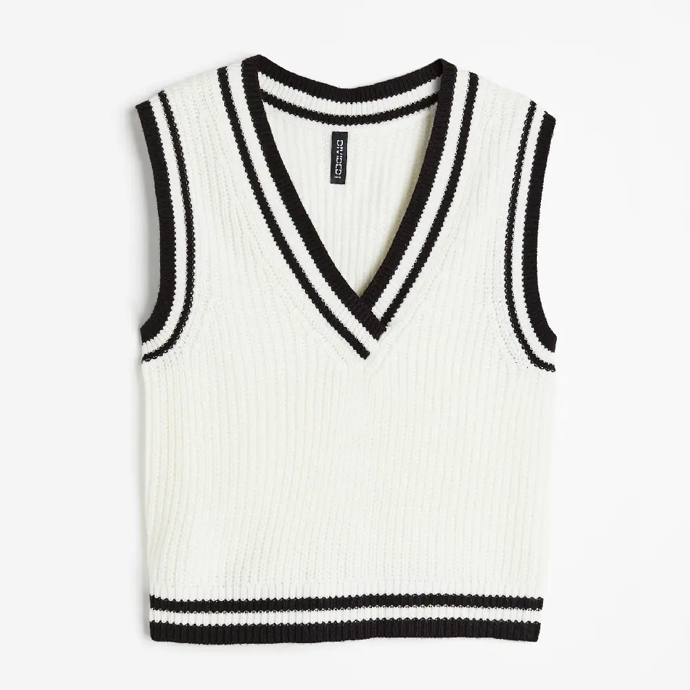 

Жилет H&M Rib-knit Sweater, белый/черный