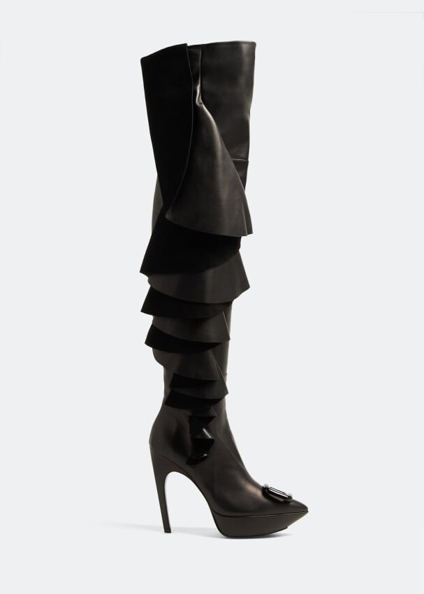 

Ботинки Roger Vivier Viv' Choc Rouches Cuissards, черный