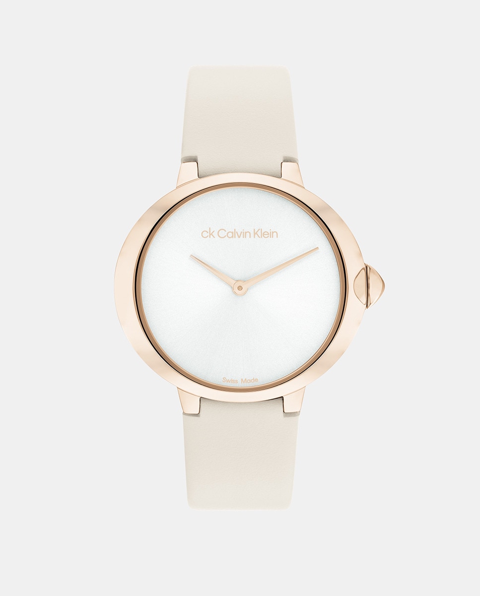 цена CK Classic 25000050 белые кожаные женские часы Calvin Klein, белый