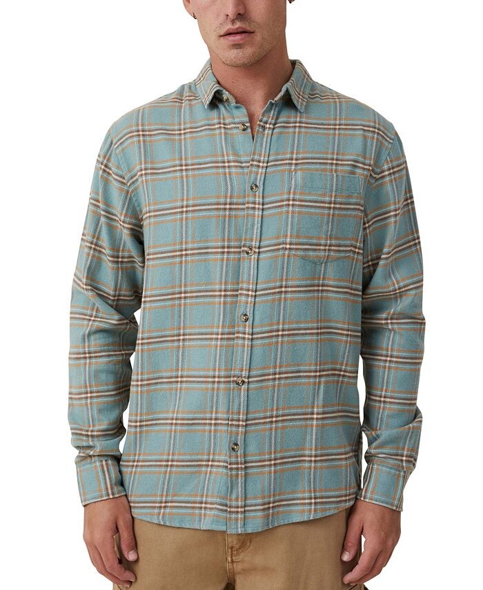 

Мужская рубашка с длинным рукавом Camden COTTON ON, цвет Teal Textured Check
