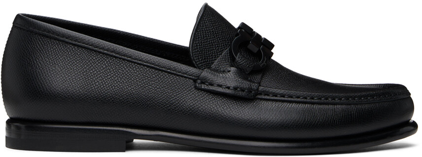 

Черные лоферы с орнаментом Gancini Ferragamo, цвет Nero
