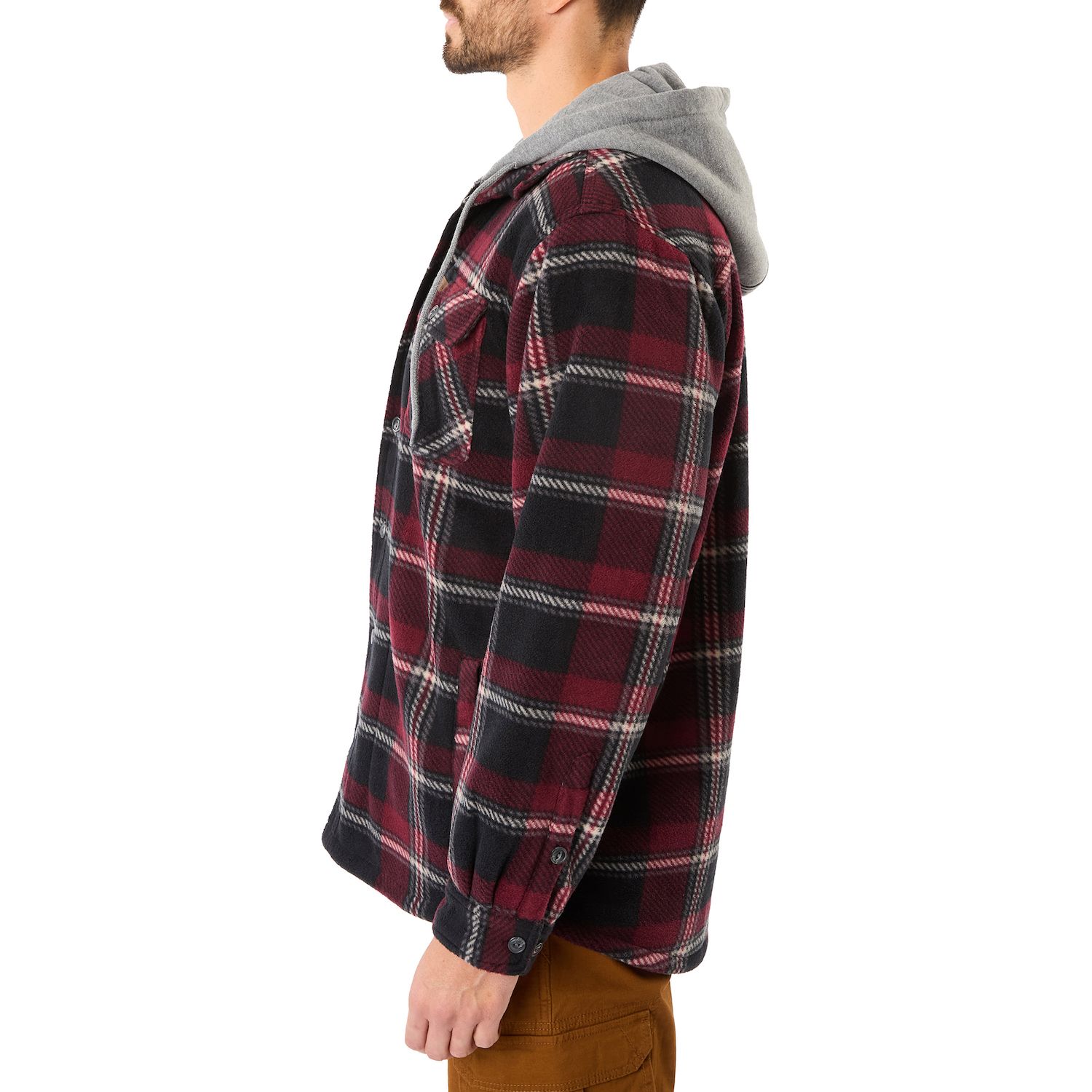 Мужская куртка-рубашка из микрофлиса с капюшоном и подкладкой из шерпы в клетку Smith's Workwear