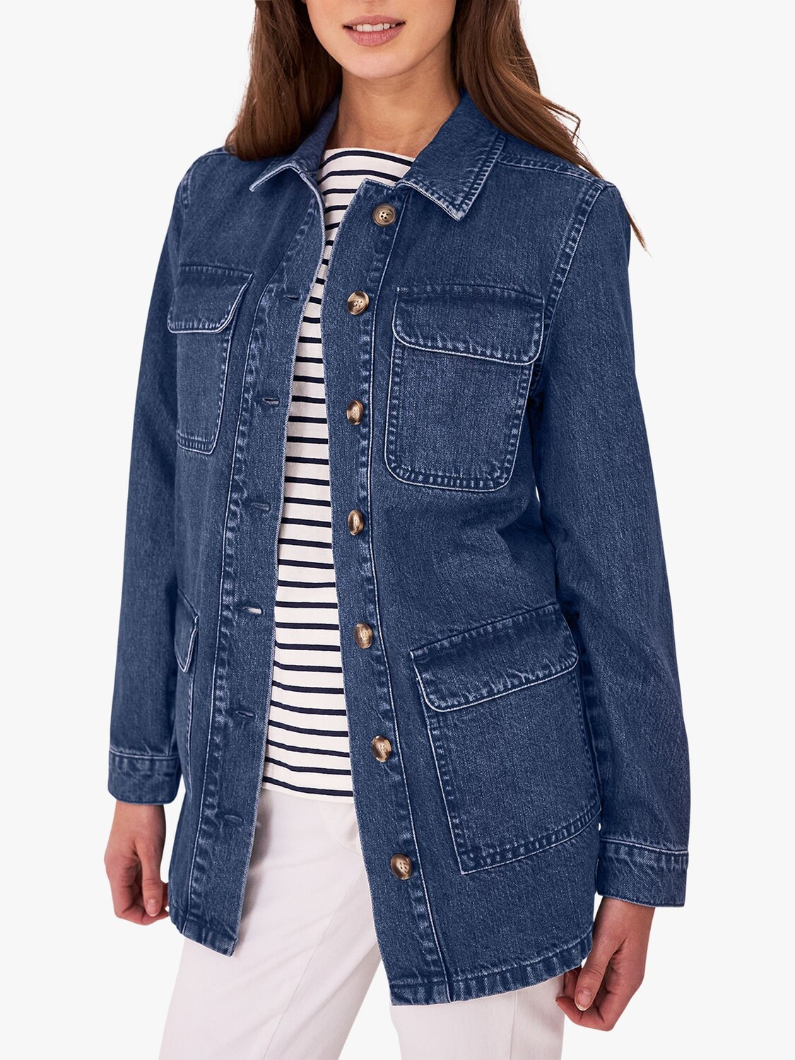 

Длинная джинсовая куртка Crew Clothing, синий