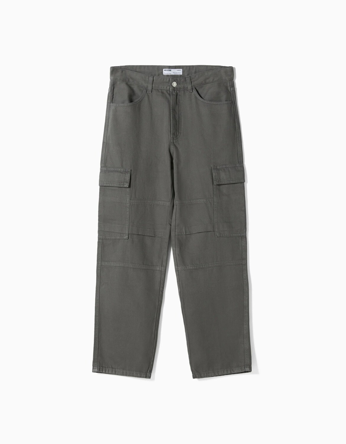 

Джинсы Bershka Wide-leg Cargo, темно-серый