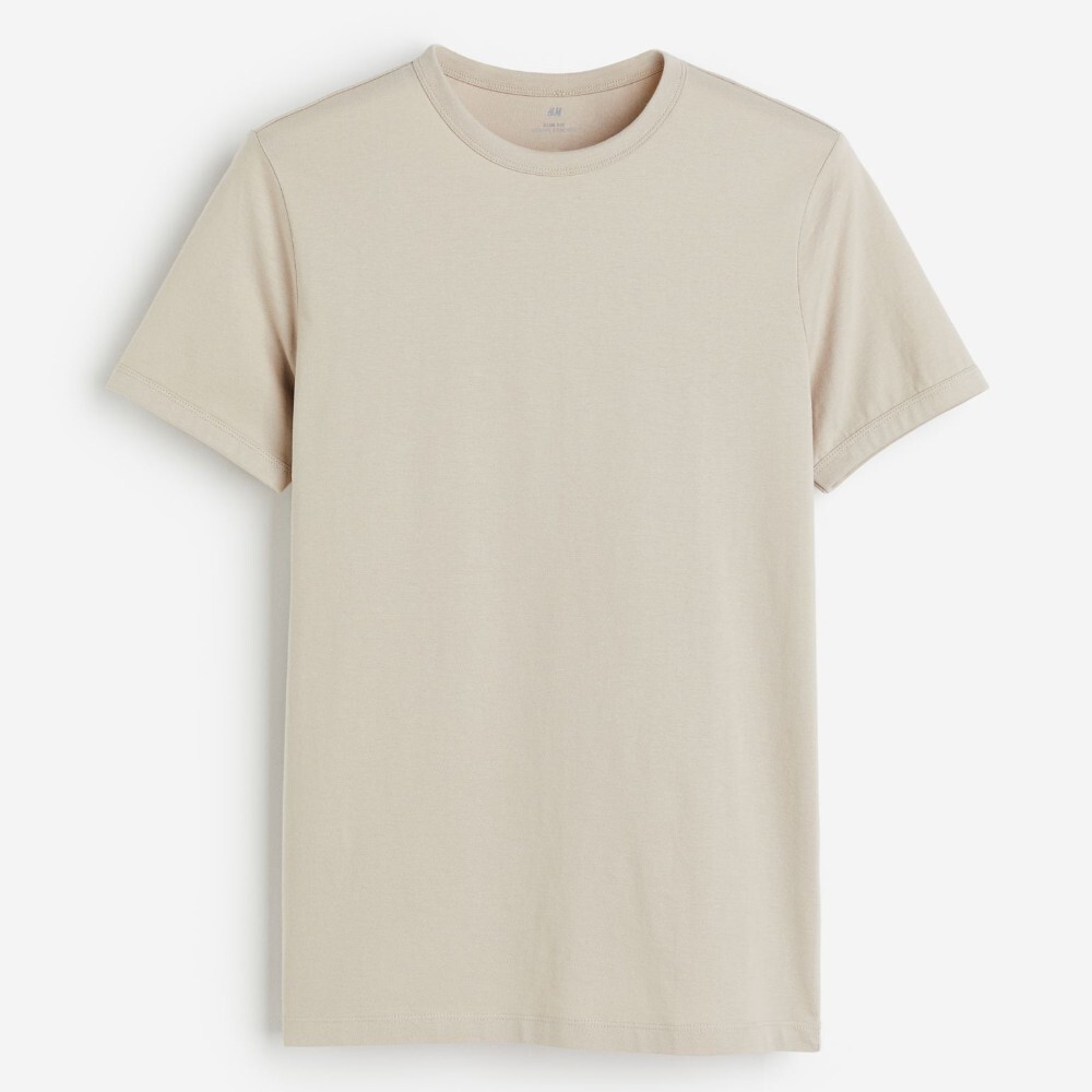 

Футболка H&M Slim Fit Cotton, бежевый