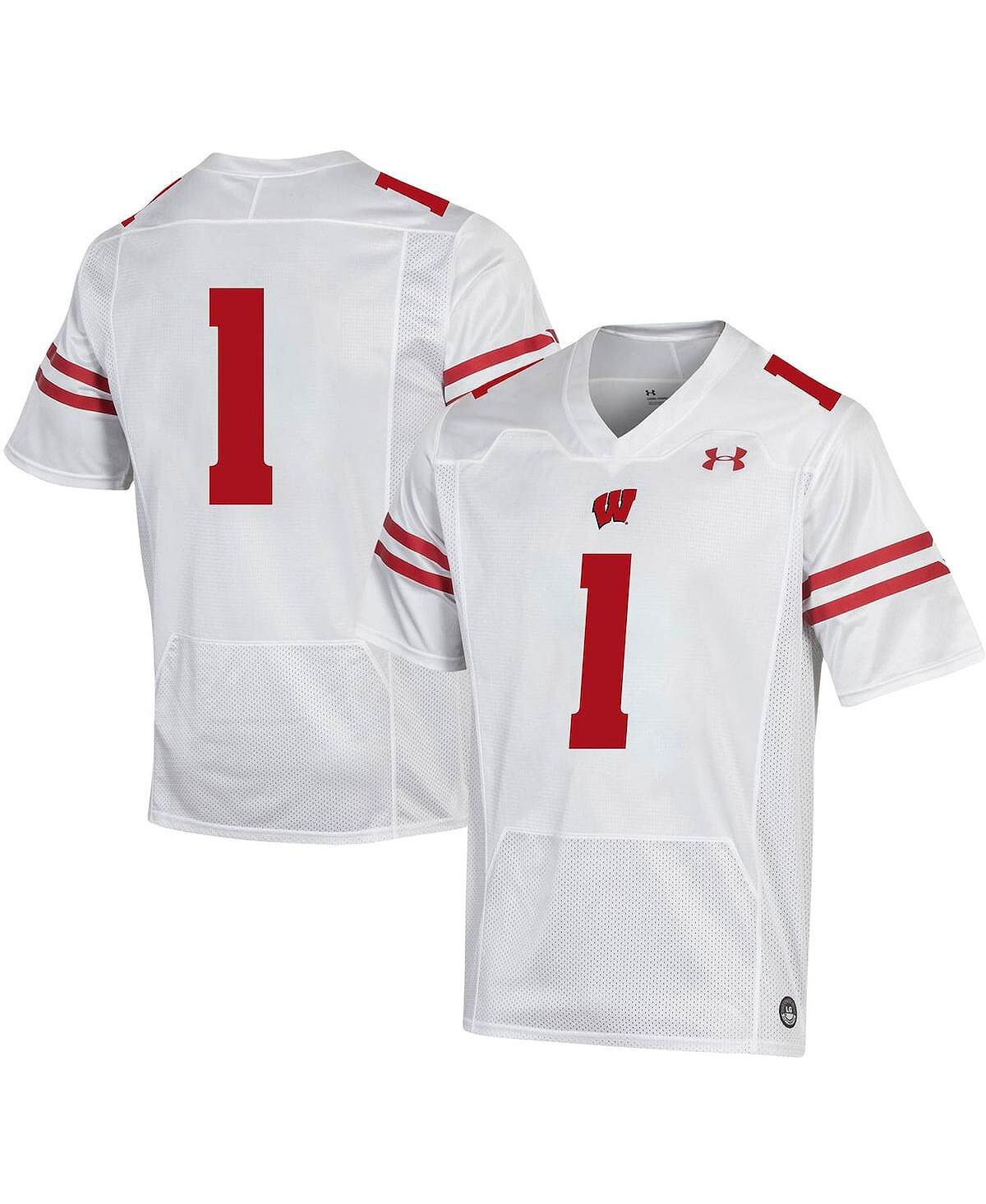 

Футболка Under Armour Men's #1 White Wisconsin Badgers, белый