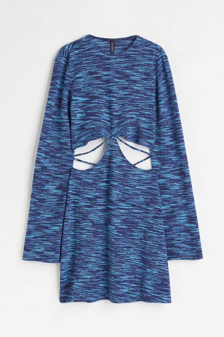 Вязаное платье H&M, темно-синий/узор платье с запахом короткое из трикотажа джерси xxl синий