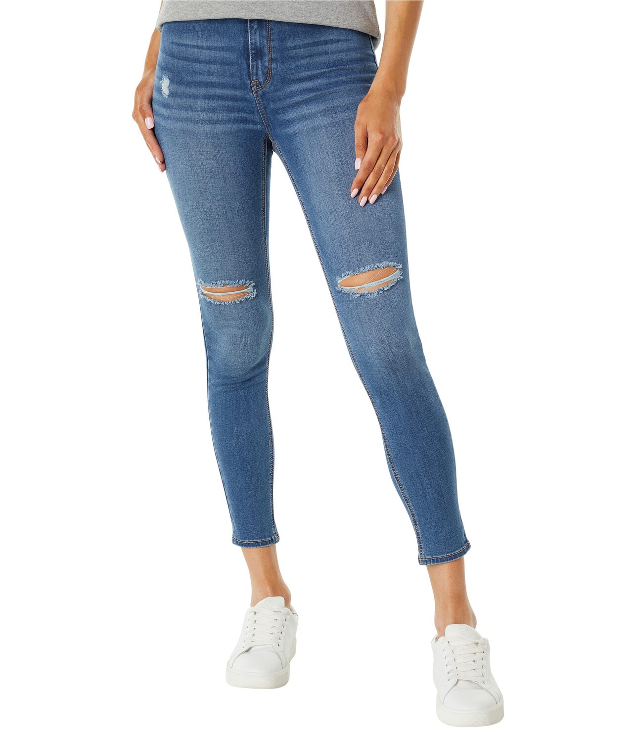 

Джинсы U.S. POLO ASSN., High-Rise Destructed Stretch Denim Jeggings in Dark Enzyme Wash