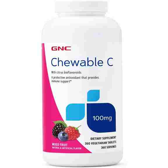 Витамин С GNC Chewable C 100 мг, 360 таблеток gummyum жевательные таблетки с витамином c натуральный апельсиновый ароматизатор 125 мг 60 шт