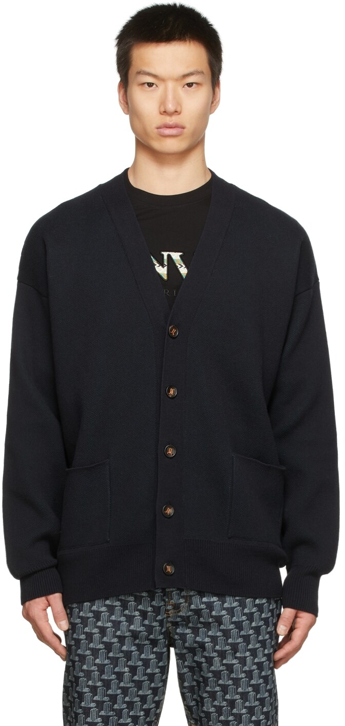

Темно-синий жаккардовый кардиган Lanvin