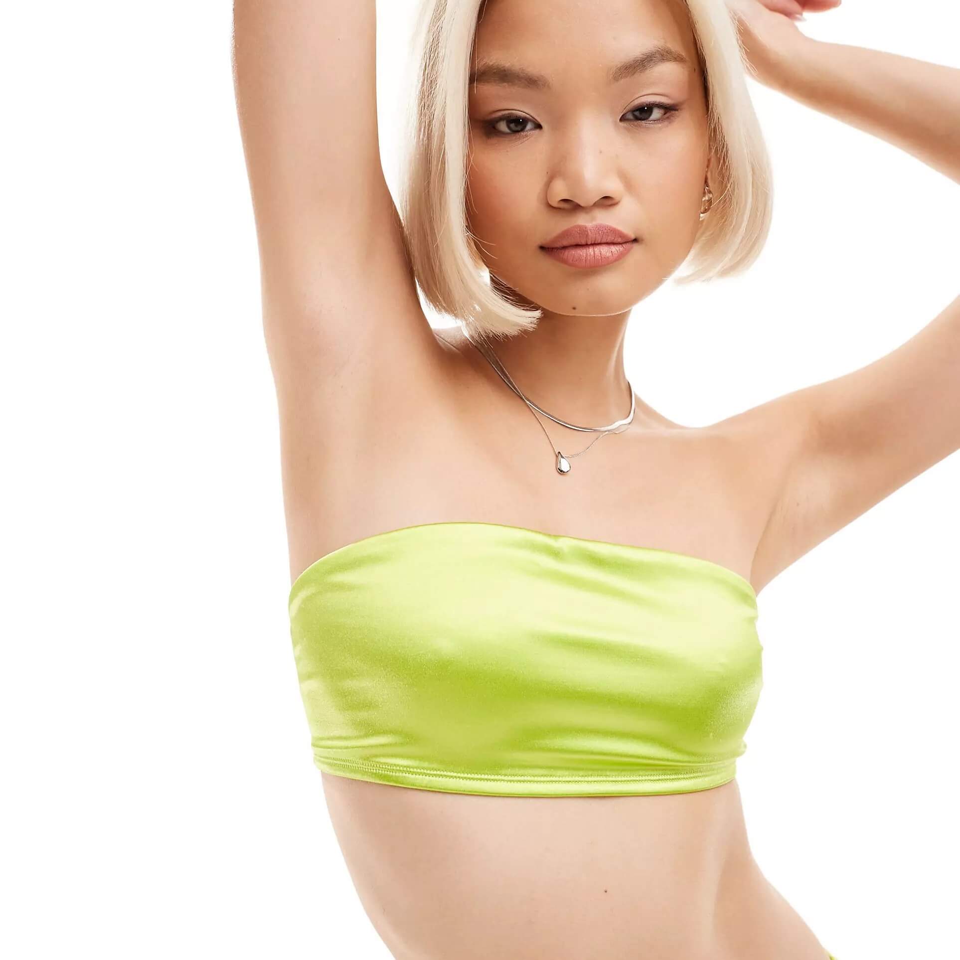 Верх купальника Monki Mix And Match Bandeau Bikini, светло-зеленый верх купальника бандо в полоску c зеленый