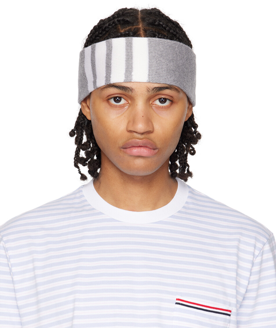

Серая повязка на голову с 4 полосами Thom Browne