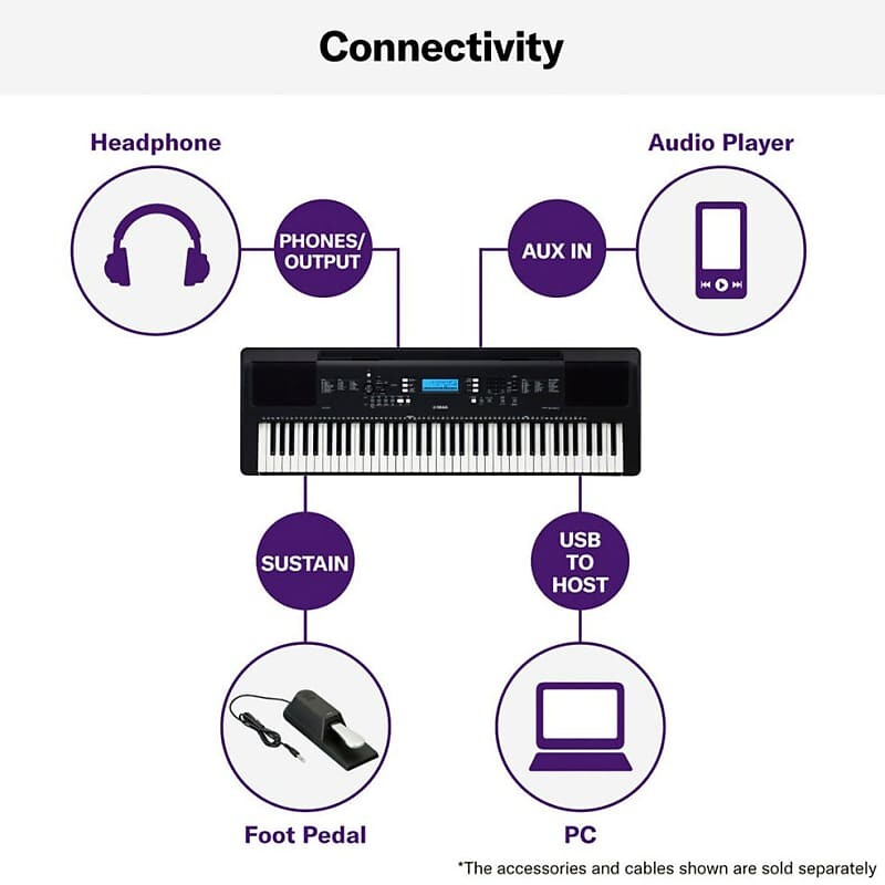 Подключение пианино к компьютеру Портативная 76-клавишная клавиатура Yamaha PSR-EW310 PSR-EW310 76-Key Portable K