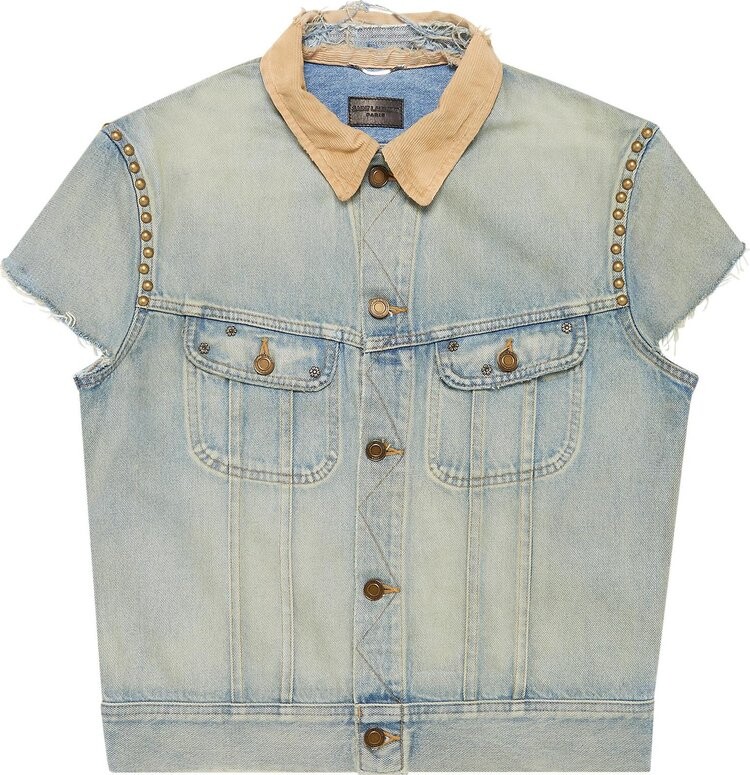 

Куртка Saint Laurent Sleeveless Denim Jacket 'Light Sand/Blue', синий