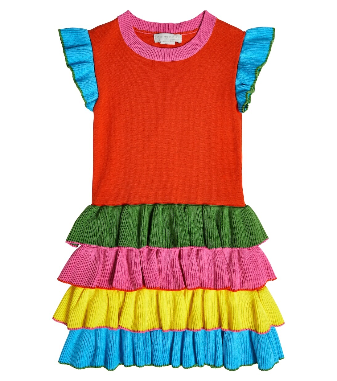 

Хлопковое платье с оборками Stella McCartney Kids, разноцветный