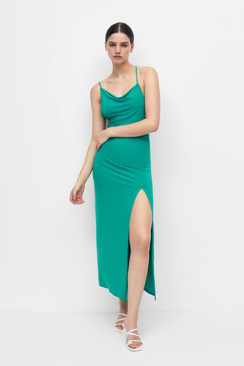 

Платье миди асимметричного кроя Pull&Bear, бирюзовый