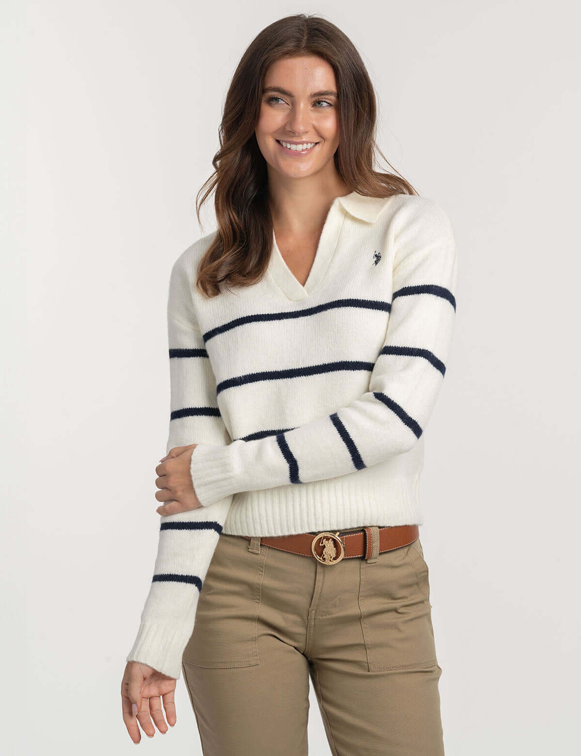 

Свитер U.S. Polo Assn. Johnny Collar Thin Stripe, белый