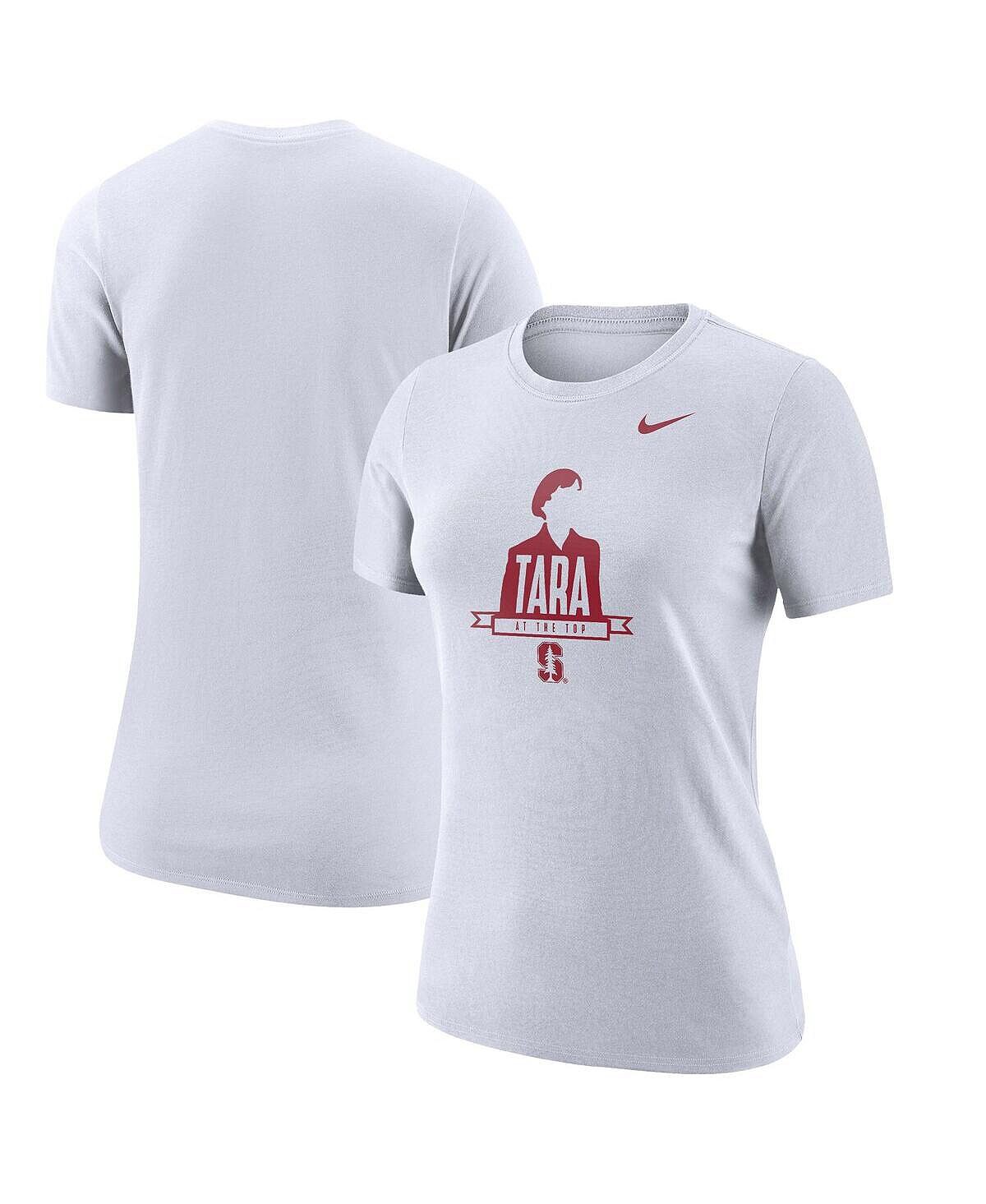 

Женская белая футболка stanford cardinal tara at the top performance Nike, белый