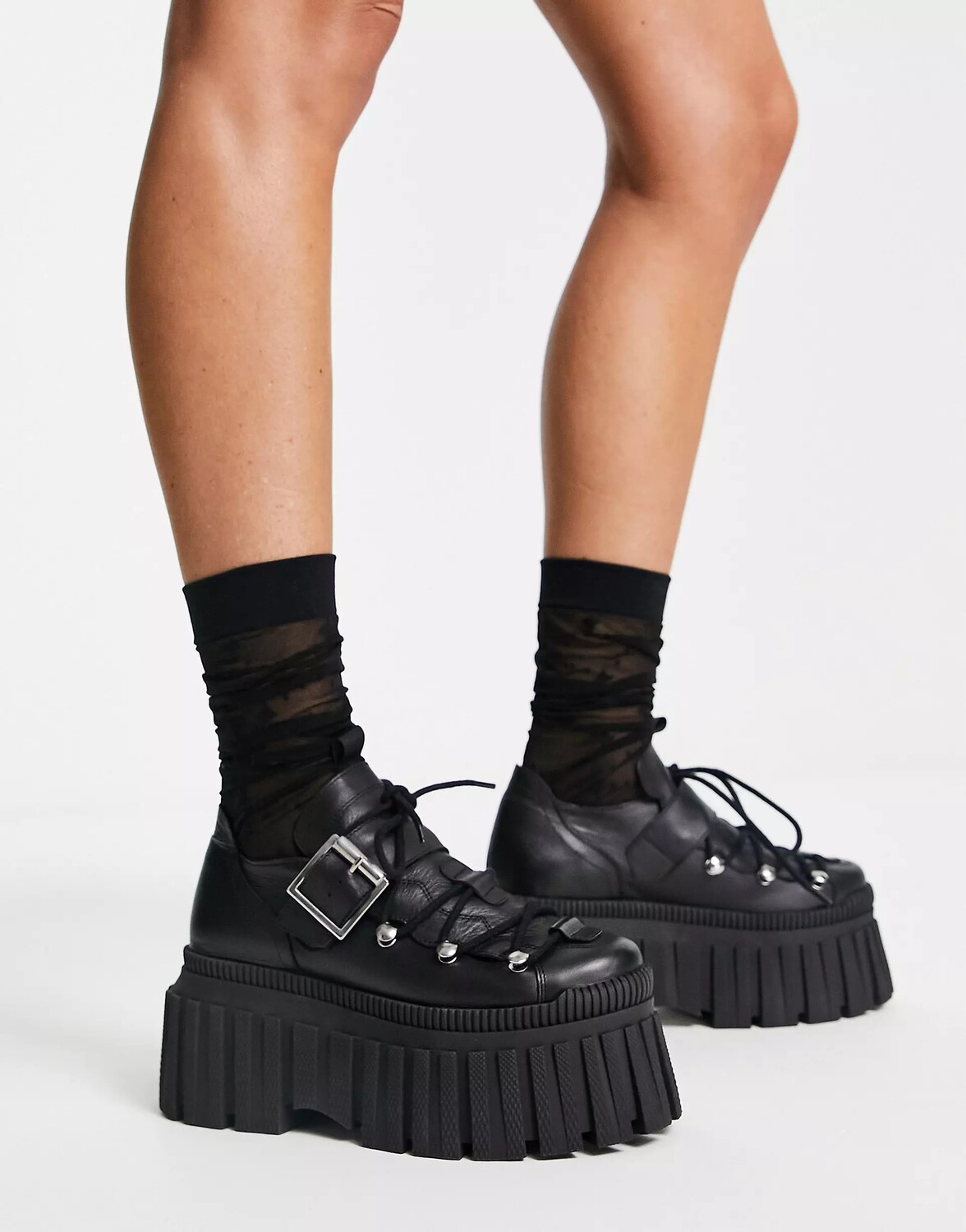

Полуботинки Asos Design Meg Premium Leather Chunky Flat, черный