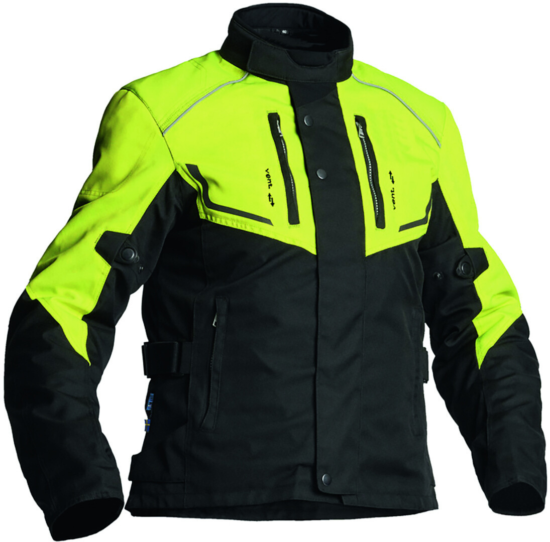 цена Куртка Lindstrands Halden Водонепроницаемая женская мотоциклетная текстильная, черно-желтая