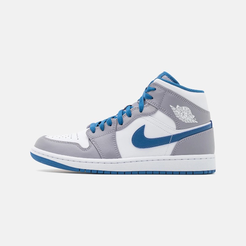 цена Кеды Nike Air Jordan 1 Mid, белый/синий/серый