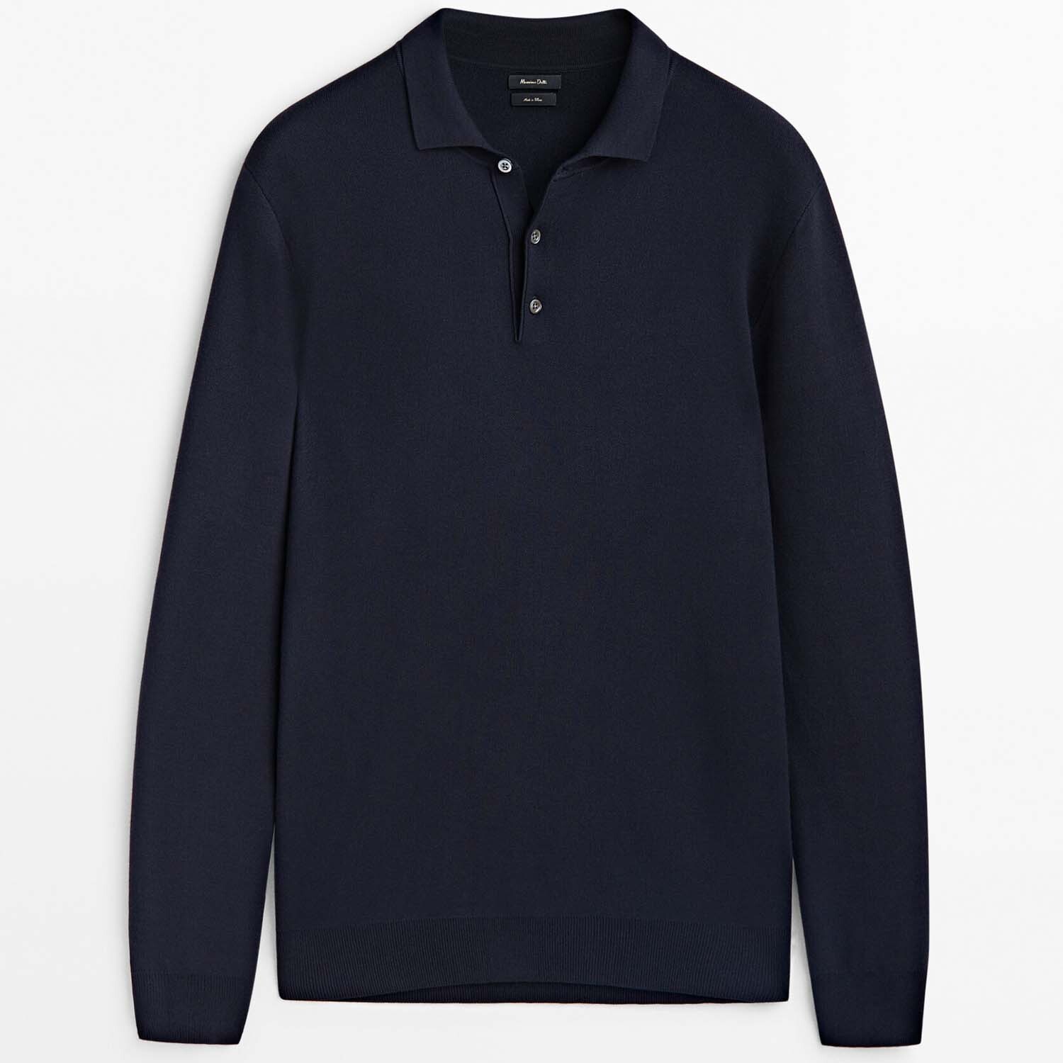 

Свитер Massimo Dutti Comfort Polo Collar Knit, темно-синий