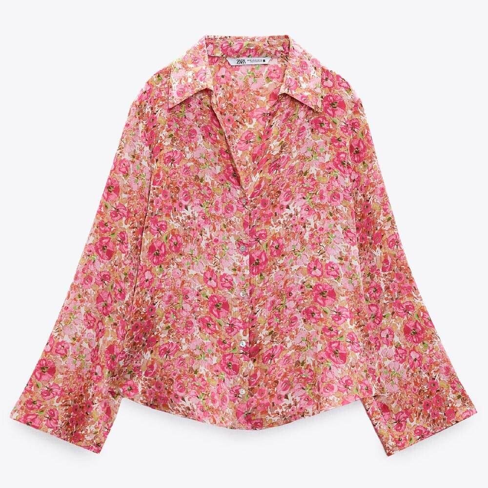 

Рубашка Zara Floral Print, мультиколор
