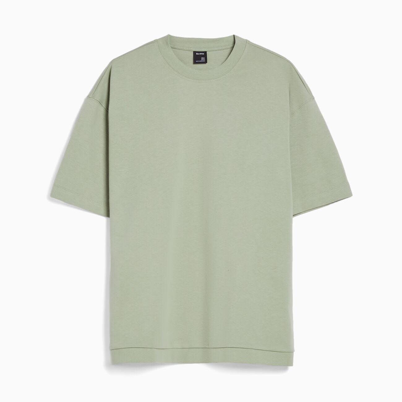 

Футболка Bershka Short Sleeve Interlock, зеленый